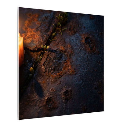 Candlelight Rust Patina Canvas Art - Dark Japandi Ma
