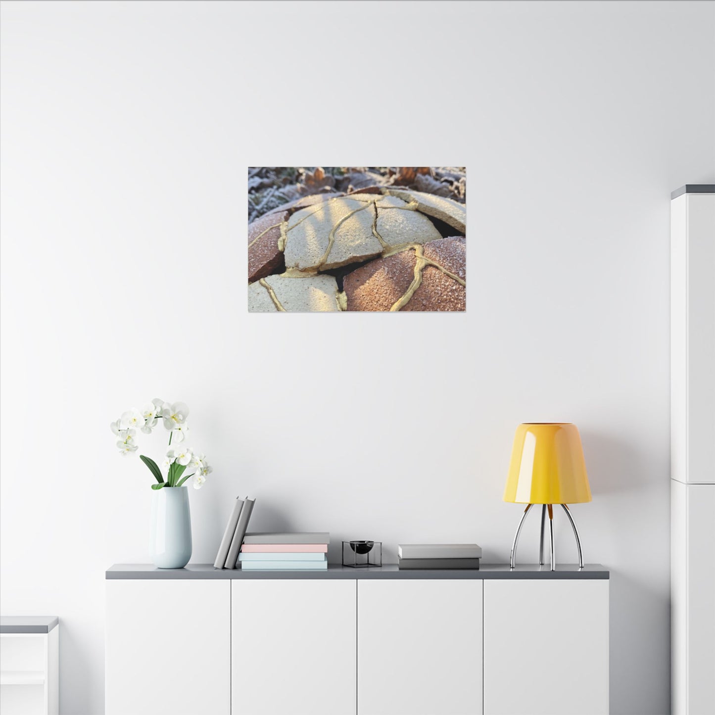 Broken Pottery Crackle Gold Canvas Art | Healing Kintsugi Art