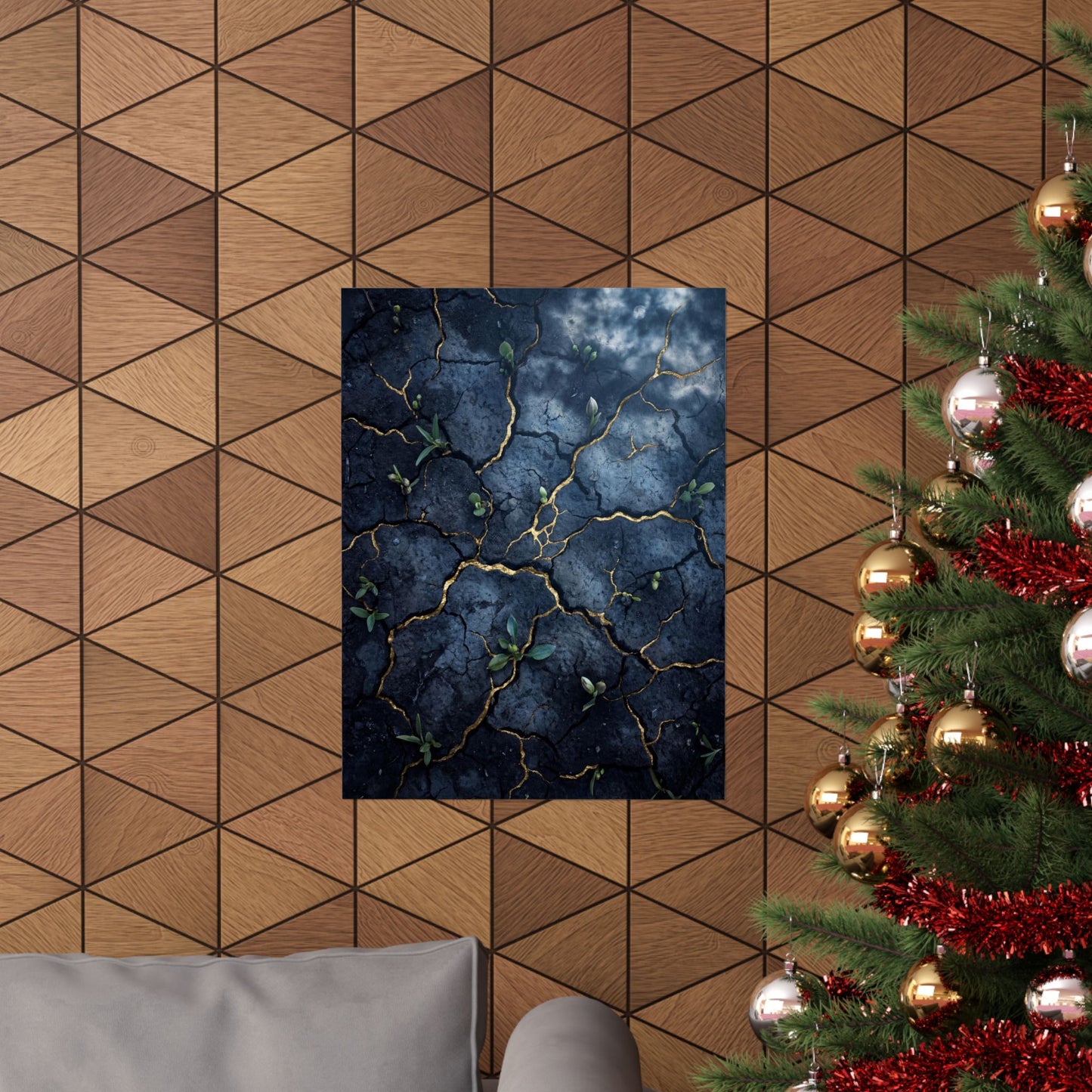 Shibui Cracked Earth Wall Art Print - Kintsugi Broken Beauty