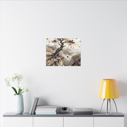 Autumn Pine Tree Watercolor Canvas Art | Warm Decor