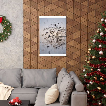 Winter Dried Flowers Japanese Pattern Wall Art Print | Warm Decor
