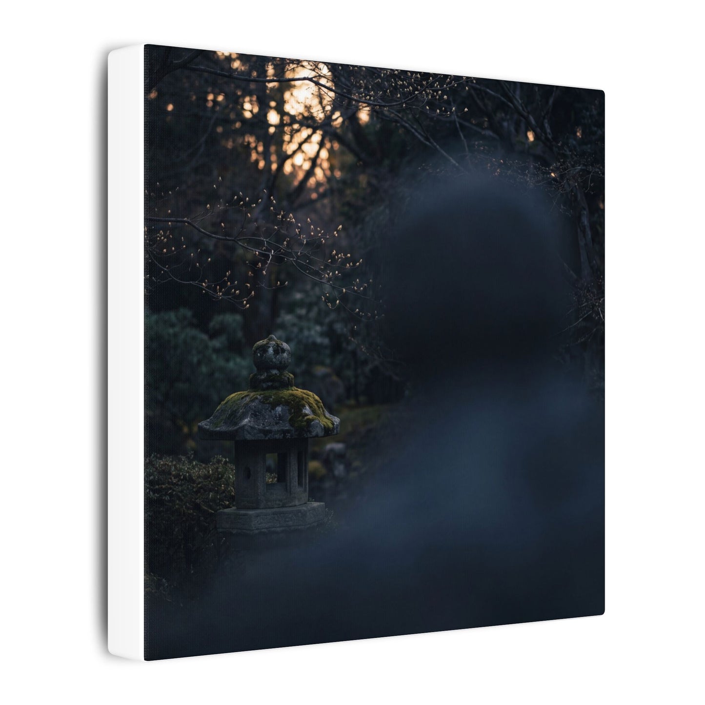 Spring Stone Lantern Moody Minimal Canvas Art | Bold Decor