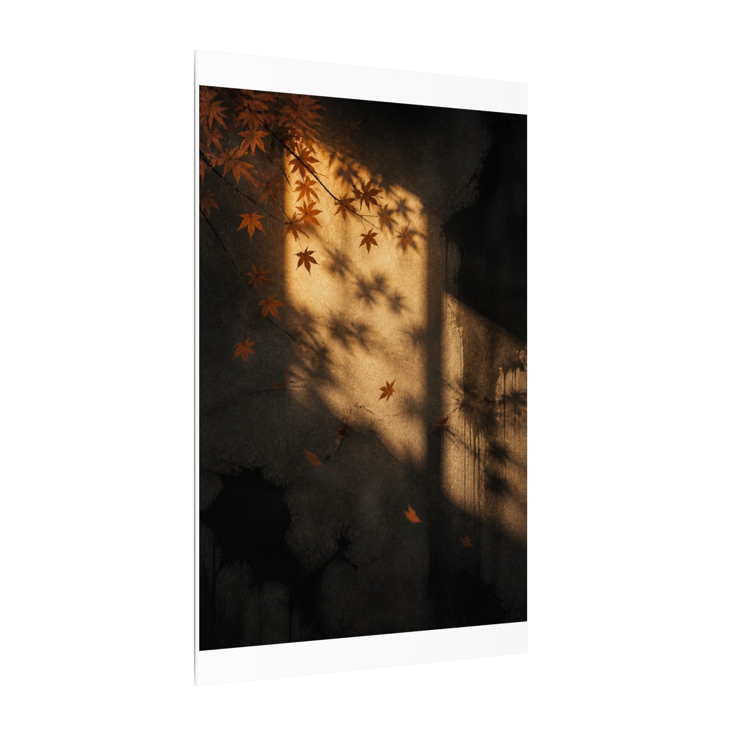 Shadow Play Canvas Art | Autumn Dark Japandi Charcoal Ink Art