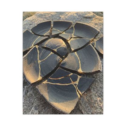 Broken Pottery Winter Canvas Art | Kintsugi Resilient Design