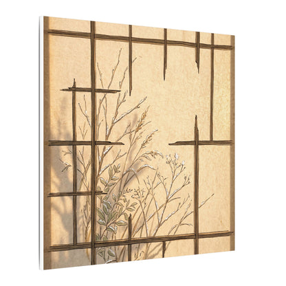 Shoji Screen Canvas Art | Winter Japandi Minimal Line Art