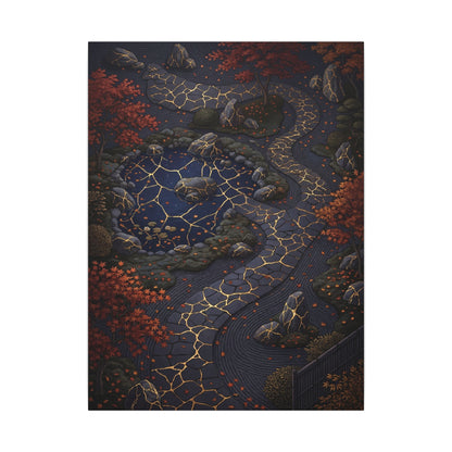 Moonlit Garden Gold Vein Canvas Art | Resilient Kintsugi Art