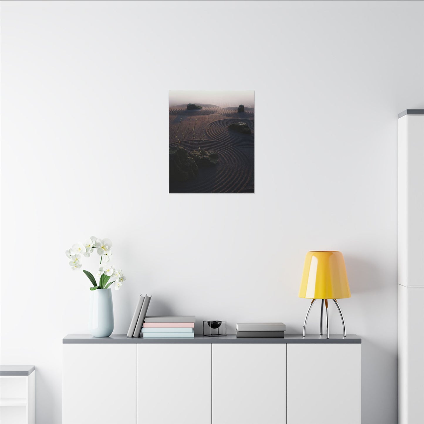 Spring Rock Garden Shadow Zen Canvas Art | Luxurious Decor