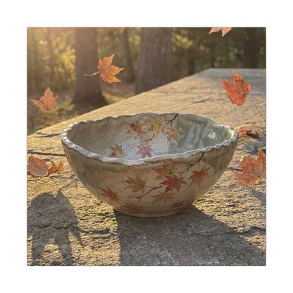 Japandi Ceramic Bowl in Golden Hour | Japanese Pattern Canvas Art