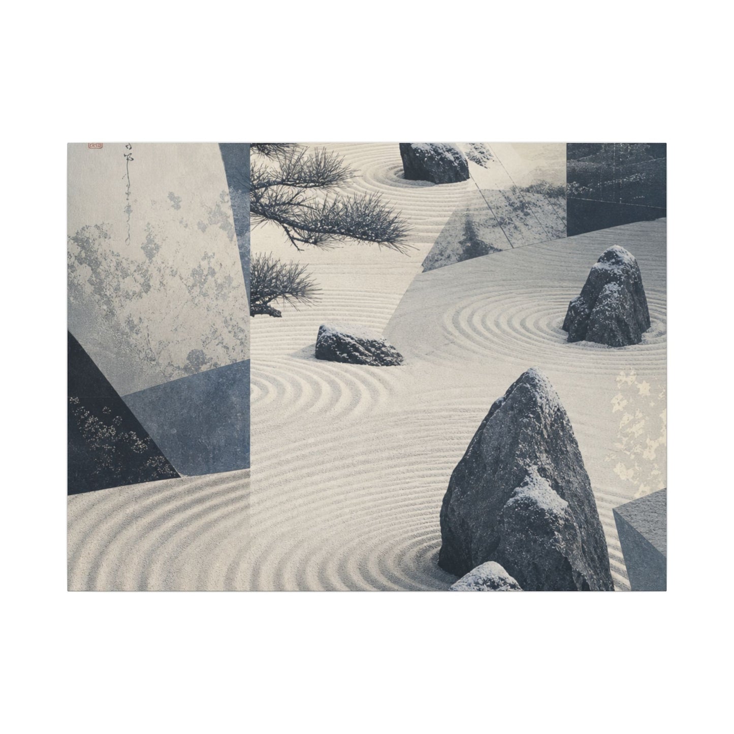 Seijaku Rock Garden Canvas Art - Zen Ukiyo E Inspired
