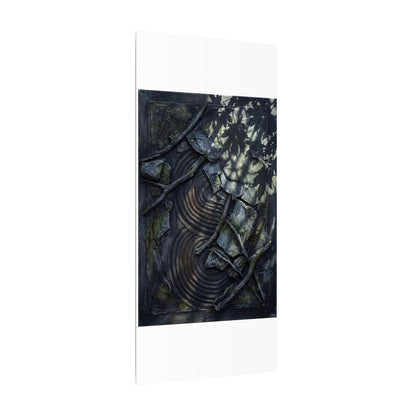 Rock Garden Canvas Art | Winter Dark Japandi Dark Texture Art