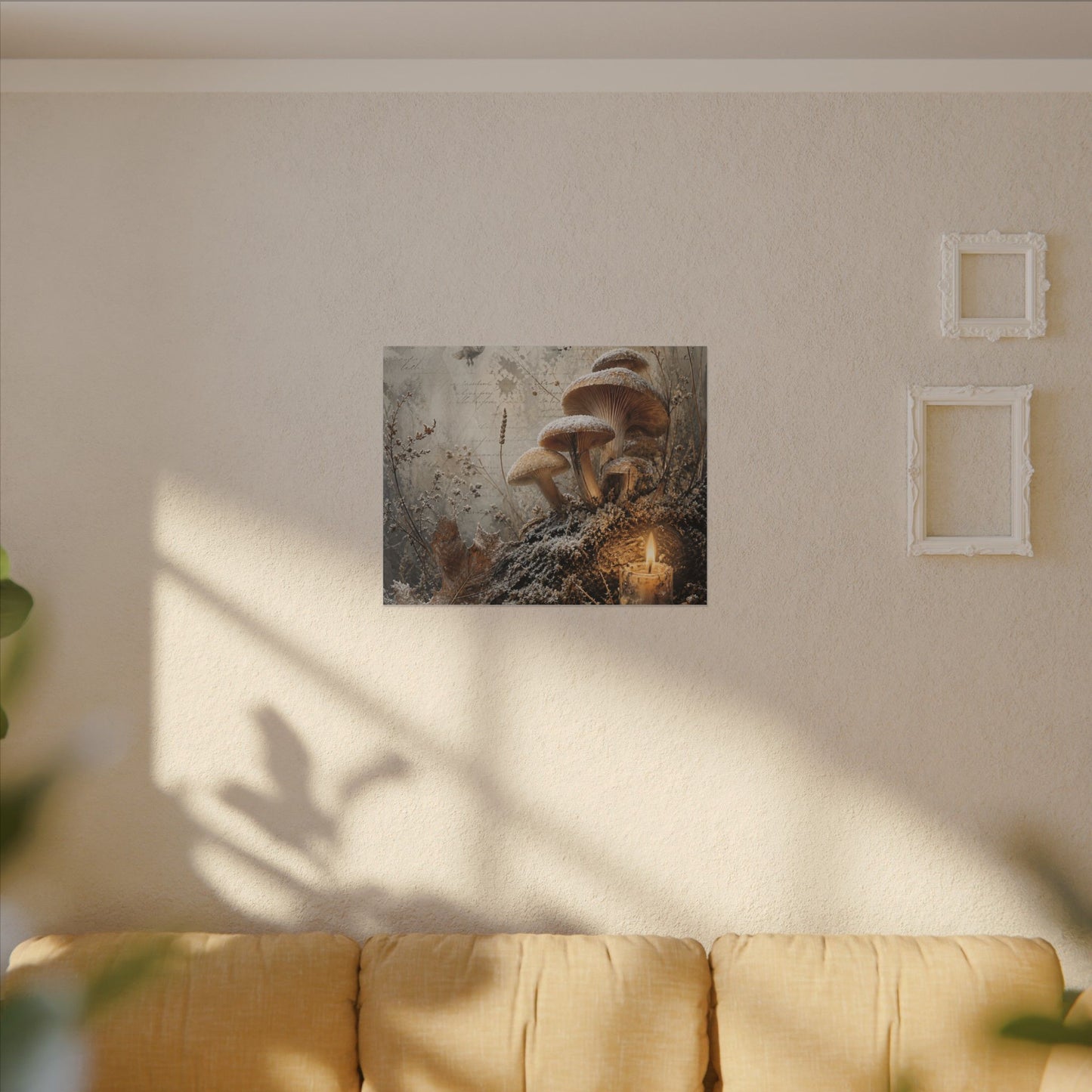 Wild Mushrooms Texture Canvas Art | Elegant Japandi Art