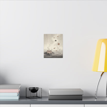 Lotus Flower Canvas Art | Autumn Zen Ukiyo E Inspired Art