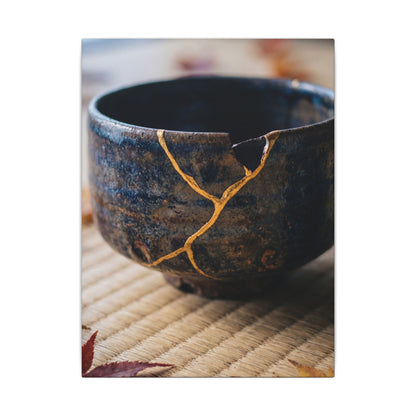 Tea Ceremony Autumn Canvas Art | Kintsugi Healing Design