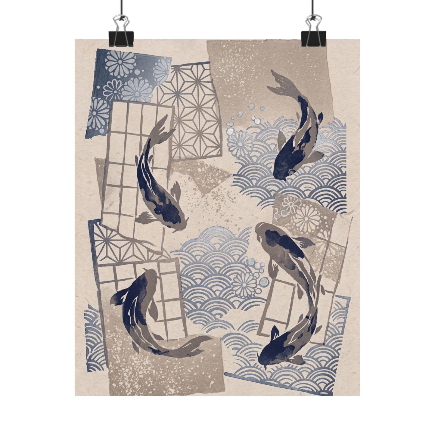 Seijaku Koi Pond Wall Art Print - Japandi Japanese Pattern