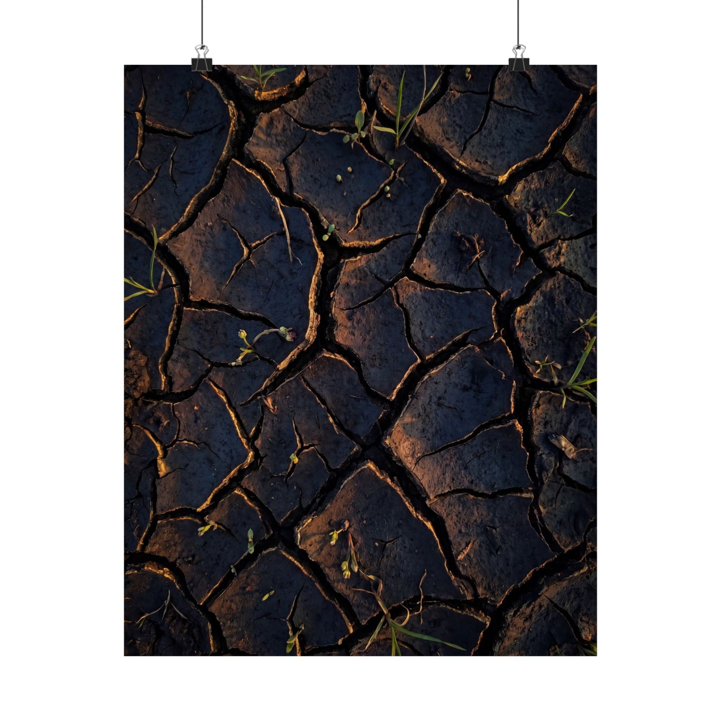 Cracked Earth Moody Minimal Wall Art Print | Sophisticated Dark Japandi Art Art Print