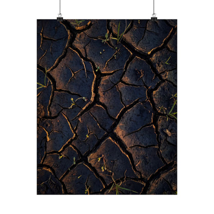 Cracked Earth Moody Minimal Wall Art Print | Sophisticated Dark Japandi Art Art Print
