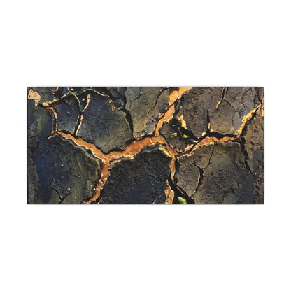 Cracked Earth Spring Canvas Art | Dark Japandi Atmospheric Design