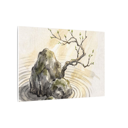 Serene Rock Garden Canvas Art - Sumi E Zen