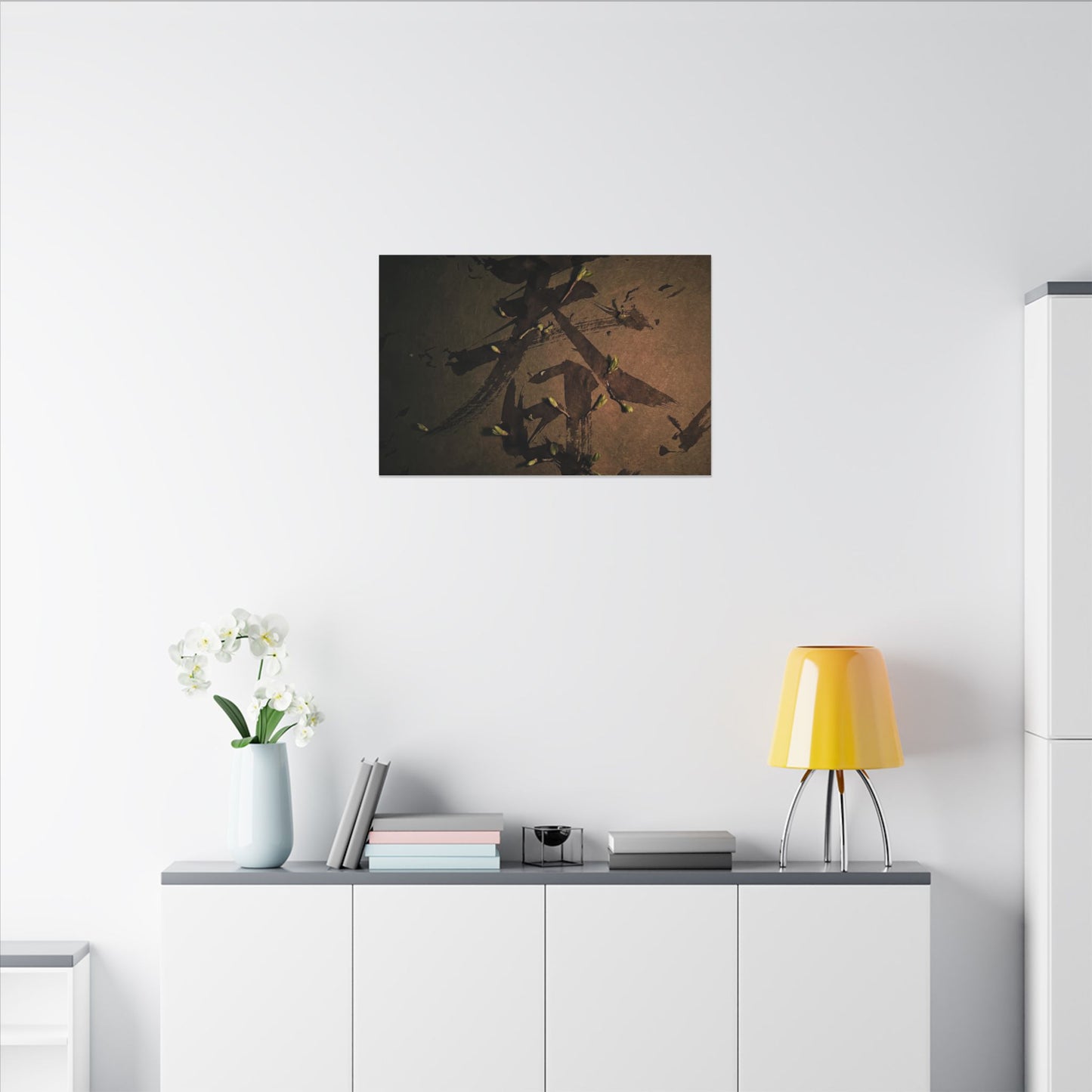 Calligraphy Shadow Zen Canvas Art | Bold Dark Japandi Art