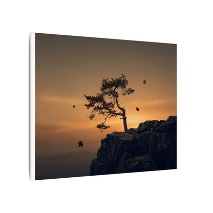 Dark Japandi Pine Tree in Golden Hour | Moody Minimal Canvas Art