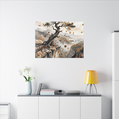 Autumn Pine Tree Watercolor Canvas Art | Warm Decor