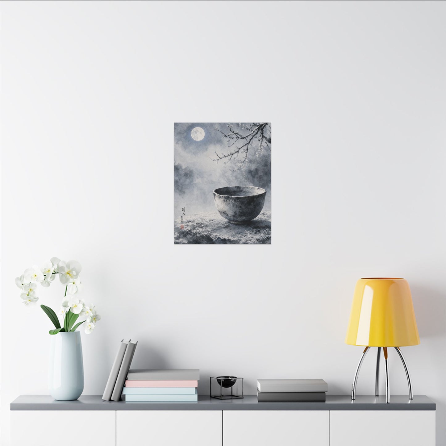 Seijaku Ceramic Bowl Canvas Art - Zen Sumi E
