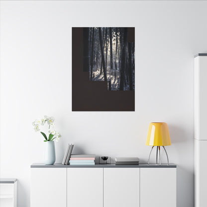 Bamboo Grove Canvas Art | Winter Dark Japandi Moody Minimal Art