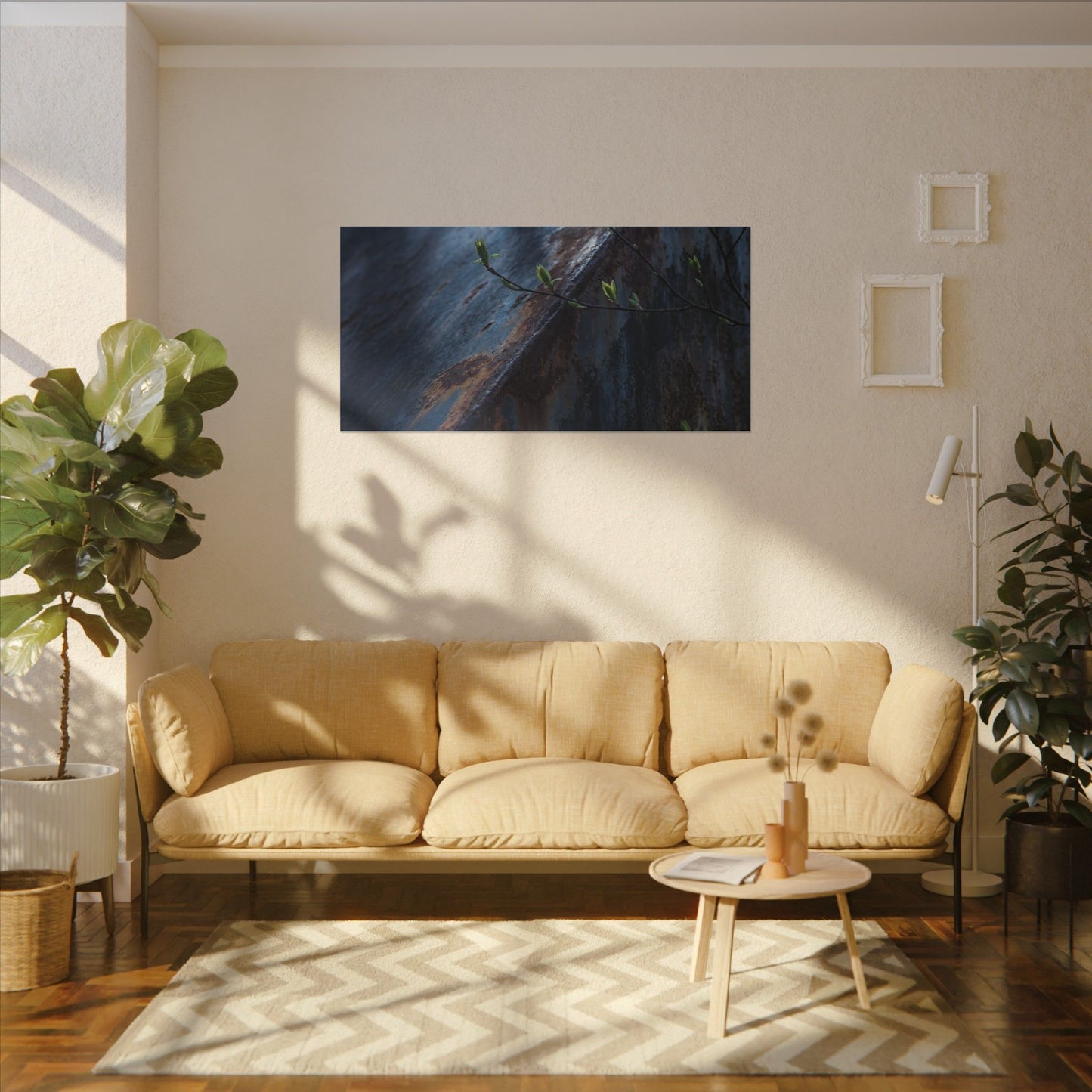 Rust Patina Canvas Art | Spring Dark Japandi Shadow Zen Art
