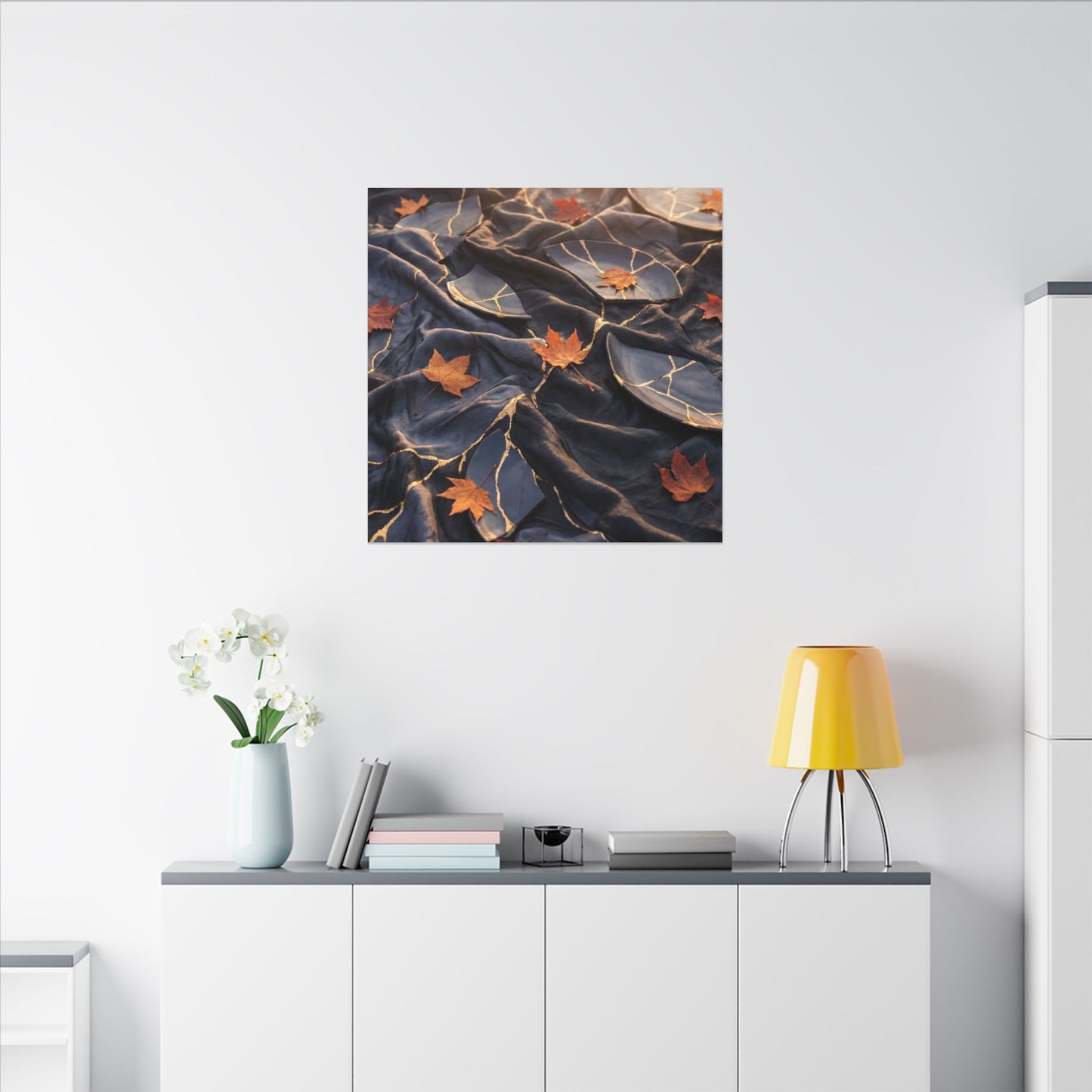Golden Hour Silk Drape Canvas Art - Kintsugi Shibui