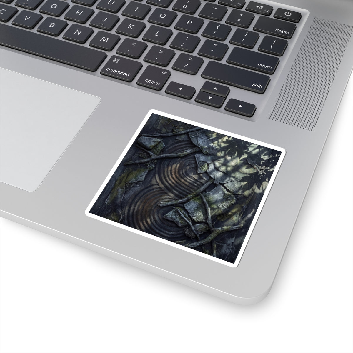 Dark Japandi Rock Garden in Dappled | Dark Texture Sticker Art Print