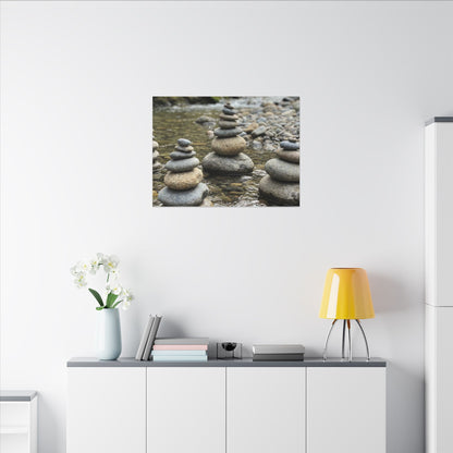 Zen River Stones in Dawn | Karesansui Canvas Art