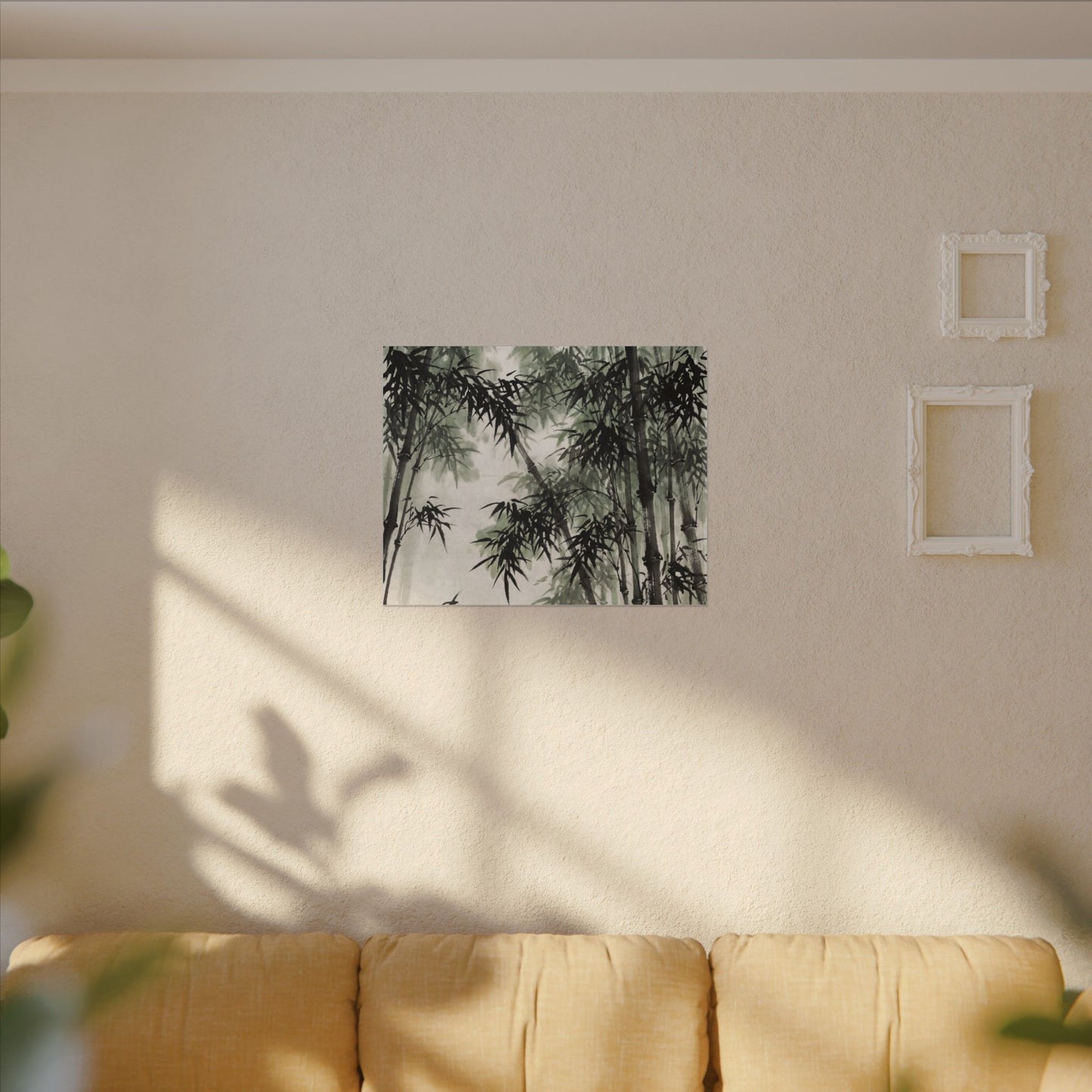 Zen Bamboo Grove in Overcast | Sumi E Canvas Art