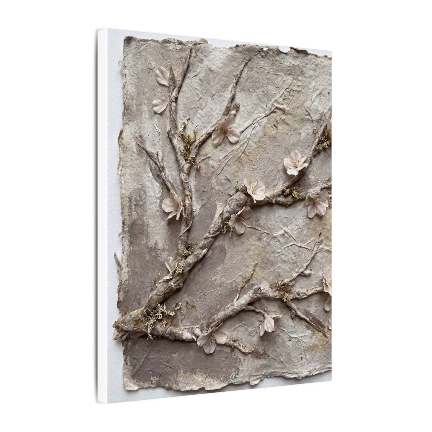 Summer Cherry Blossom Texture Canvas Art | Earthy Decor