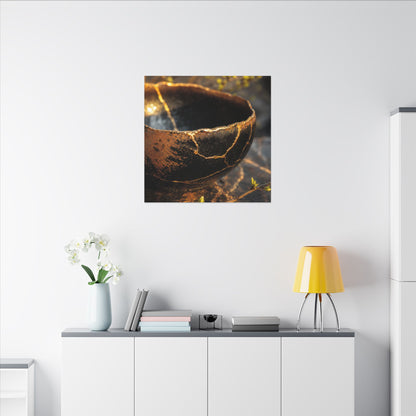 Kintsugi Ceramic Bowl in Golden Hour | Gold Vein Canvas Art