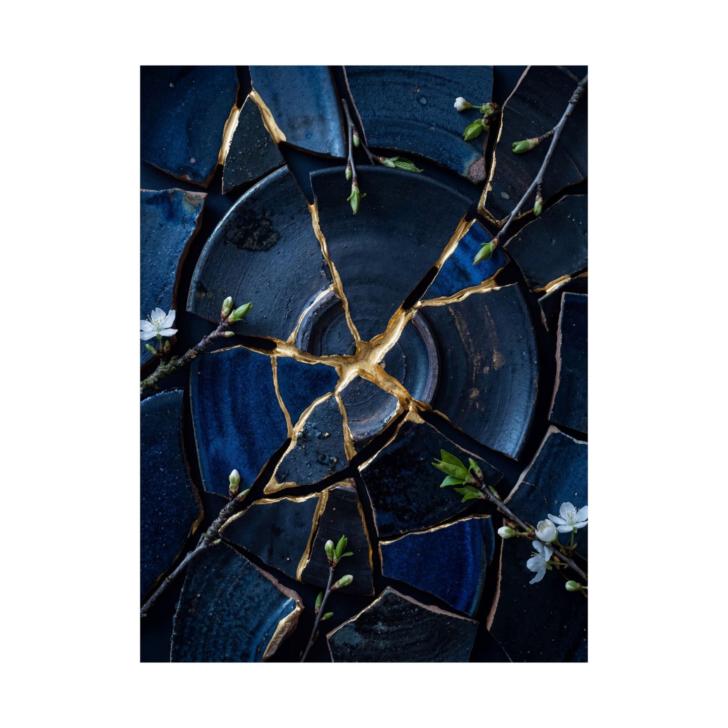 Broken Pottery Spring Wall Art Print | Kintsugi Resilient Design