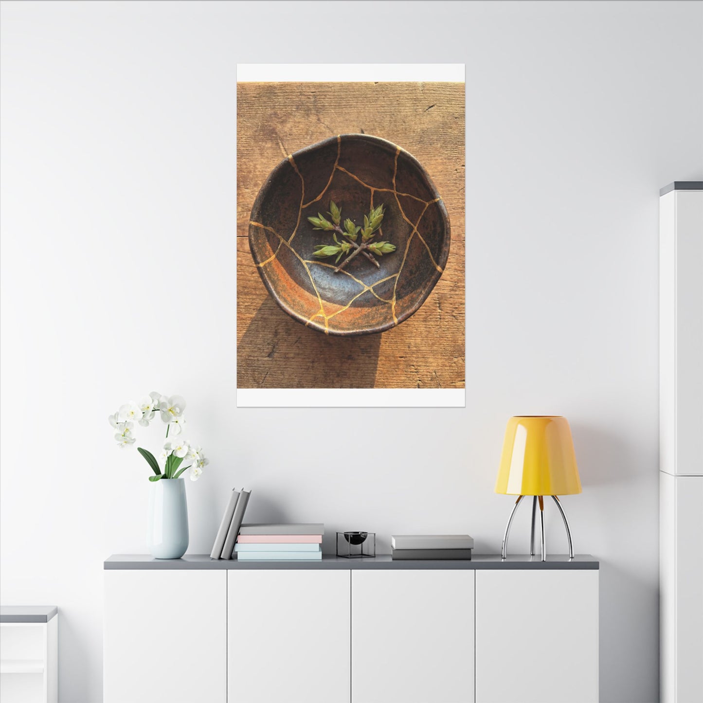 Ceramic Bowl Gold Repair Canvas Art | Resilient Kintsugi Art