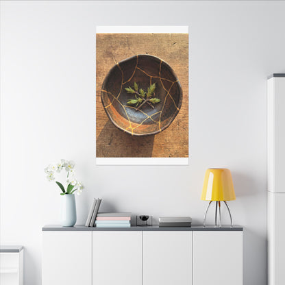 Ceramic Bowl Gold Repair Canvas Art | Resilient Kintsugi Art