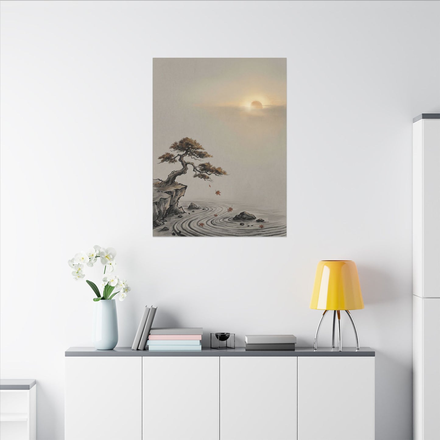 Pine Tree Canvas Art | Autumn Zen Karesansui Art