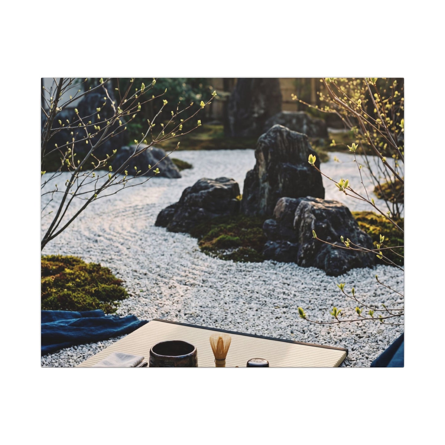 Zen Tea Ceremony in Golden Hour | Karesansui Canvas Art