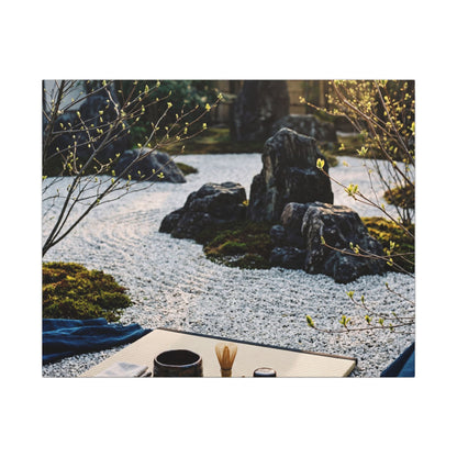 Zen Tea Ceremony in Golden Hour | Karesansui Canvas Art