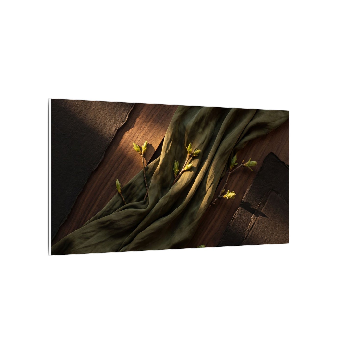 Silk Drape Canvas Art | Spring Dark Japandi Dark Texture Art