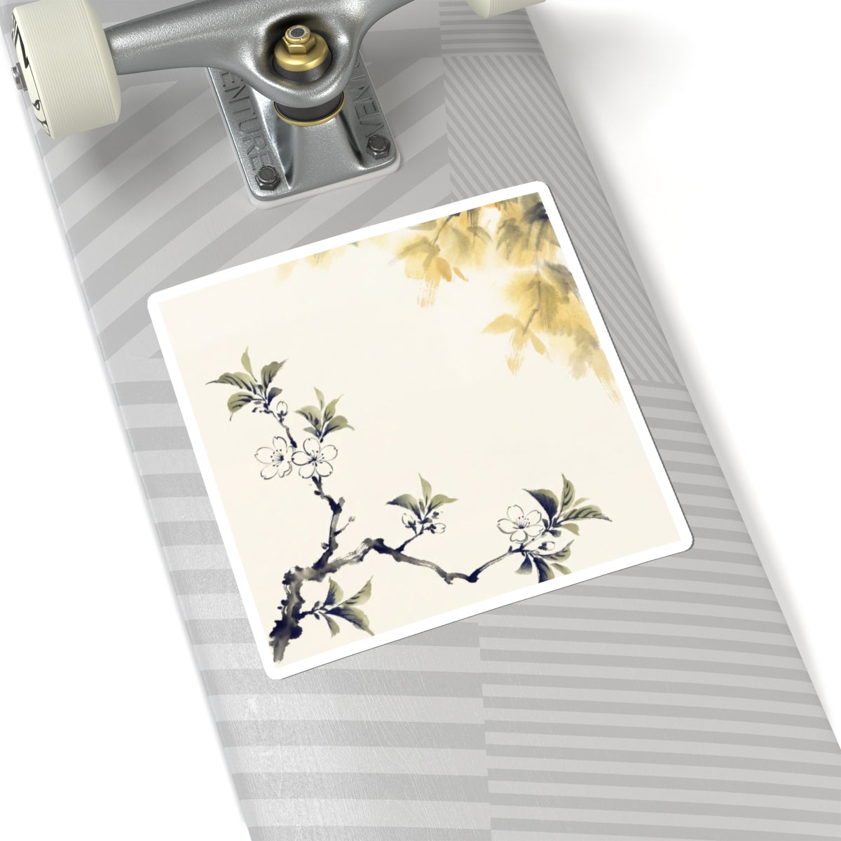 Golden Hour Cherry Blossom Sticker - Zen Kanso Art Print