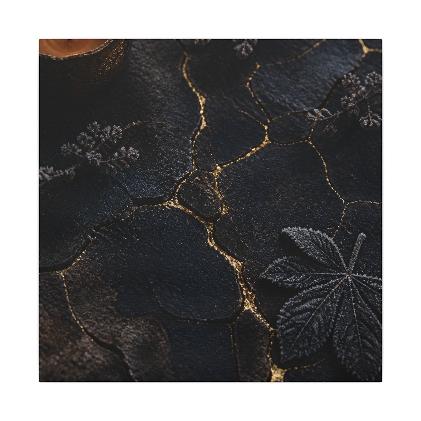 Candlelight Cracked Earth Canvas Art - Dark Japandi Ma
