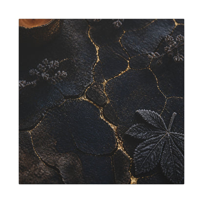 Candlelight Cracked Earth Canvas Art - Dark Japandi Ma