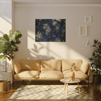 Cracked Earth Canvas Art | Spring Dark Japandi Moody Minimal Art