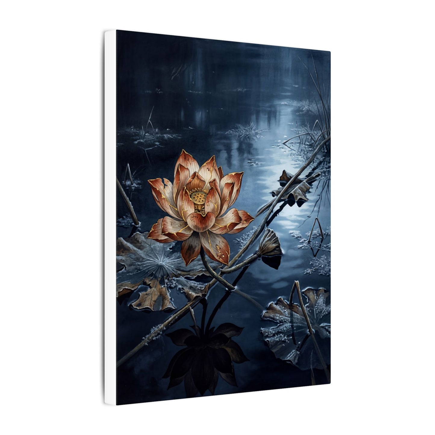Winter Lotus Flower Broken Beauty Canvas Art | Healing Decor