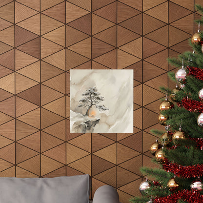 Warm Pine Tree Wall Art Print - Watercolor Japandi