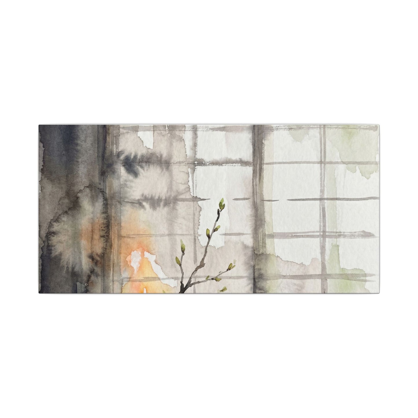 Shoji Screen Canvas Art | Spring Japandi Watercolor Art
