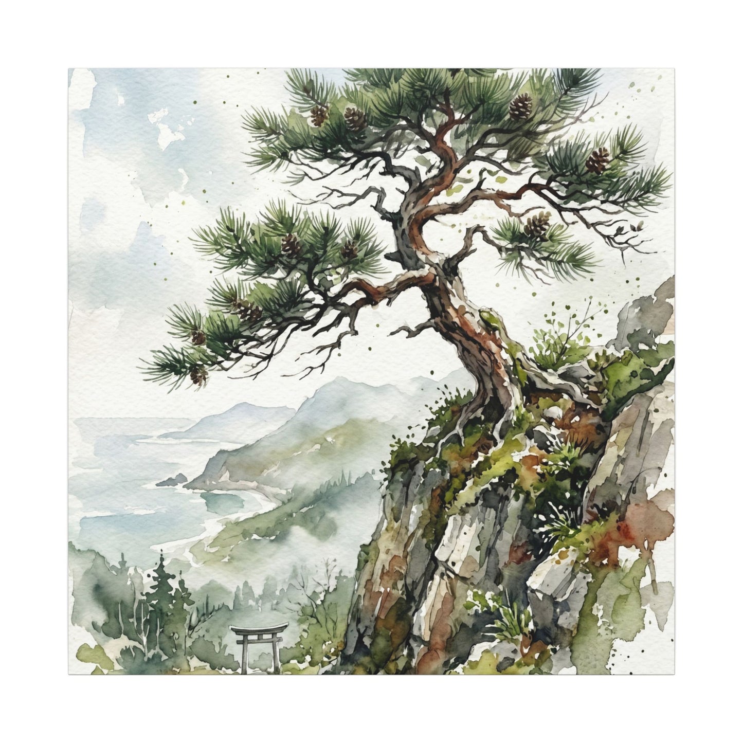 Pine Tree Spring Canvas Art | Japandi Neutral Design