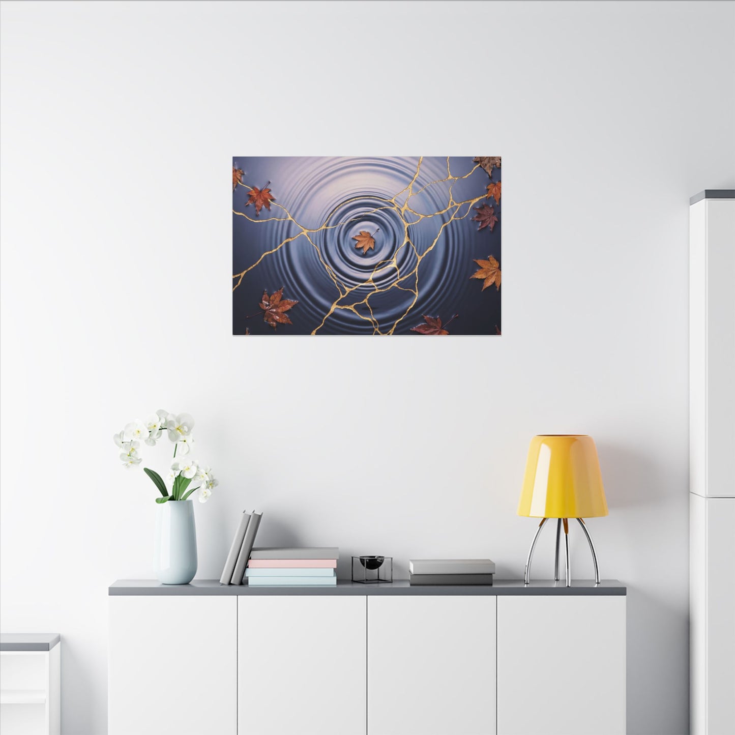Kintsugi Water Ripple in Dawn | Gold Vein Canvas Art